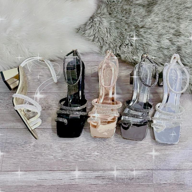 CÓ HỘP Sandal 5p cao gót nữ 3 dây to êm xỏ ngón cái quai hậu dây khóa kéo cách điệu mũi vuông GiàY giày đẹp