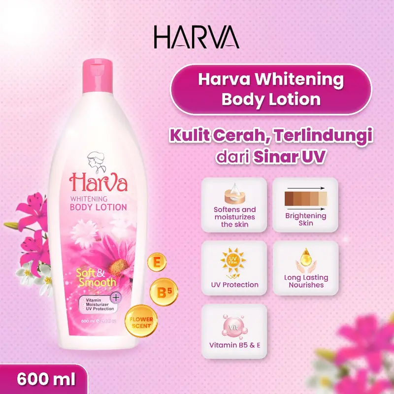[ Bundle Hemat ] HARVA Body Lotion Pink ( 2 pcs ) - 600 ML 1