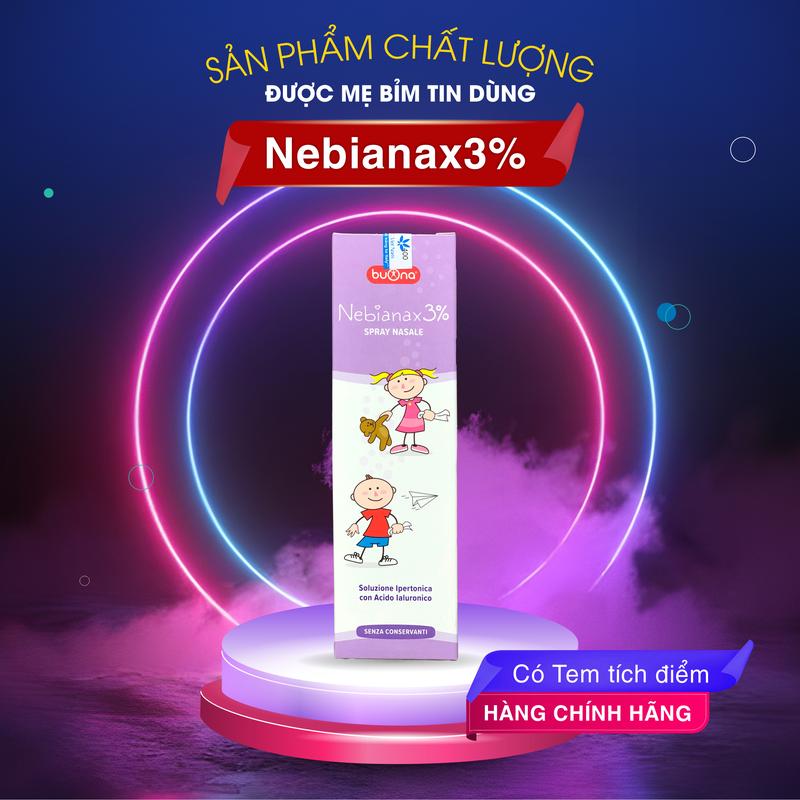 (31) Nebial 3%: Muối ưu trương dùng vệ sinh mũi khi đặc xanh vàng 0