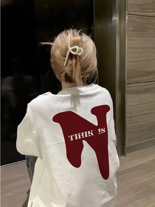 Áo Thun Nam Nữ chữ N Form Rộng Cotton Tay Lỡ Unisex Áo Phông Cổ Tròn Basic Tee Oversize ta tb1100