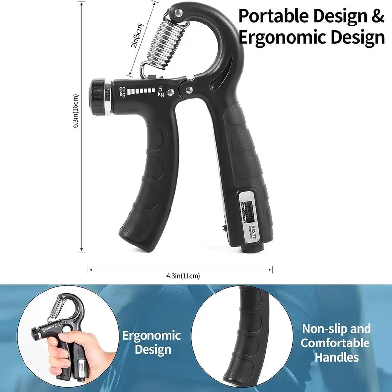 R Shaped Hand Grip Strengthener, Adjustable Multifunctional Fitness Grip, Non-slip Mechanical Counting Grip For Hand Strength Enhancement 3