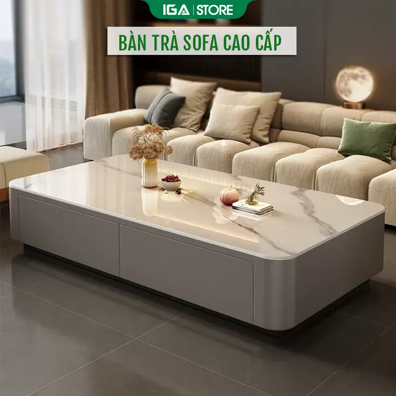 Bàn trà sofa bọc da cao cấp thương hiệu IGA - GM167