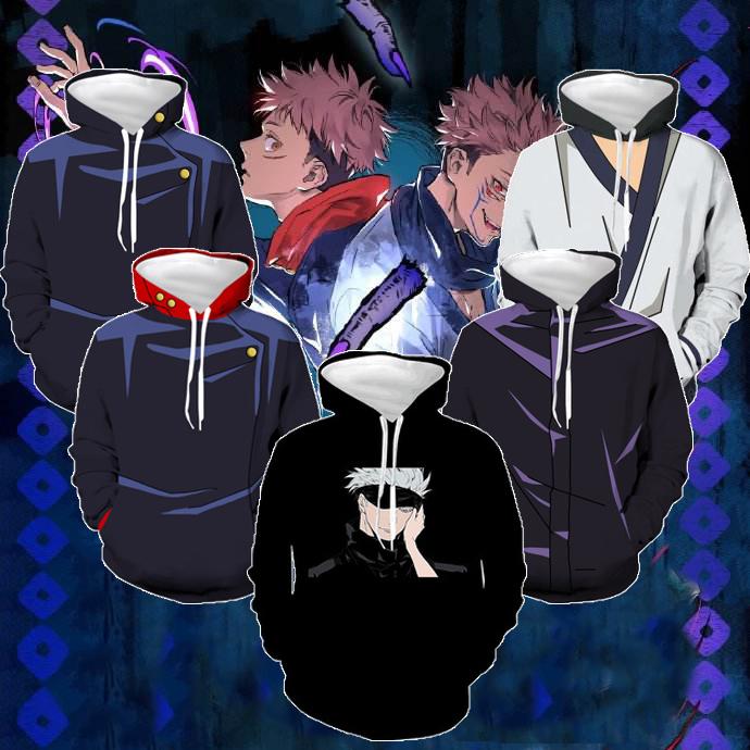Áo hoodie Kaisen Jujutsu dành cho nam giới, áo dài tay Cosplay Yuji Gojo, áo chui đầu có mũ trùm đầu, áo hoodie giản dị, áo len rộng rãi Anime Menswear Shirt Tim