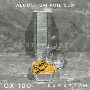 (25 Pcs) Alumunium Foil Cup Tray OX100 Wadah Kotak Pudding Pasta Kue
