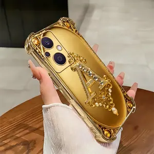 Cocok untuk casing ponsel OPPO Reno7 Z 5g Casing ponsel tahan benturan terbaru dengan bingkai emas dan motif huruf Prancis.-SJFS