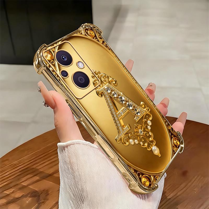 Cocok untuk casing ponsel OPPO Reno7 Z 5g Casing ponsel tahan benturan terbaru dengan bingkai emas dan motif huruf Prancis.-SJFS