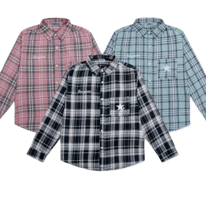 Áo sơ mi kẻ caro nam FLannel- họa tiết ánh kim- dài tay, ngắn tay Oversize- Manuno