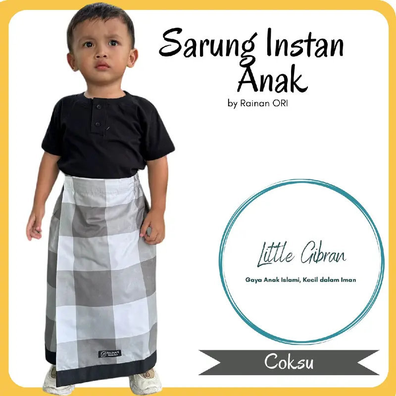 Little Gibran Sarung Instan Anak Laki Laki by Rainan ORI - Motif Printing Anak Sarung Ramadan Puasa Lebaran 1