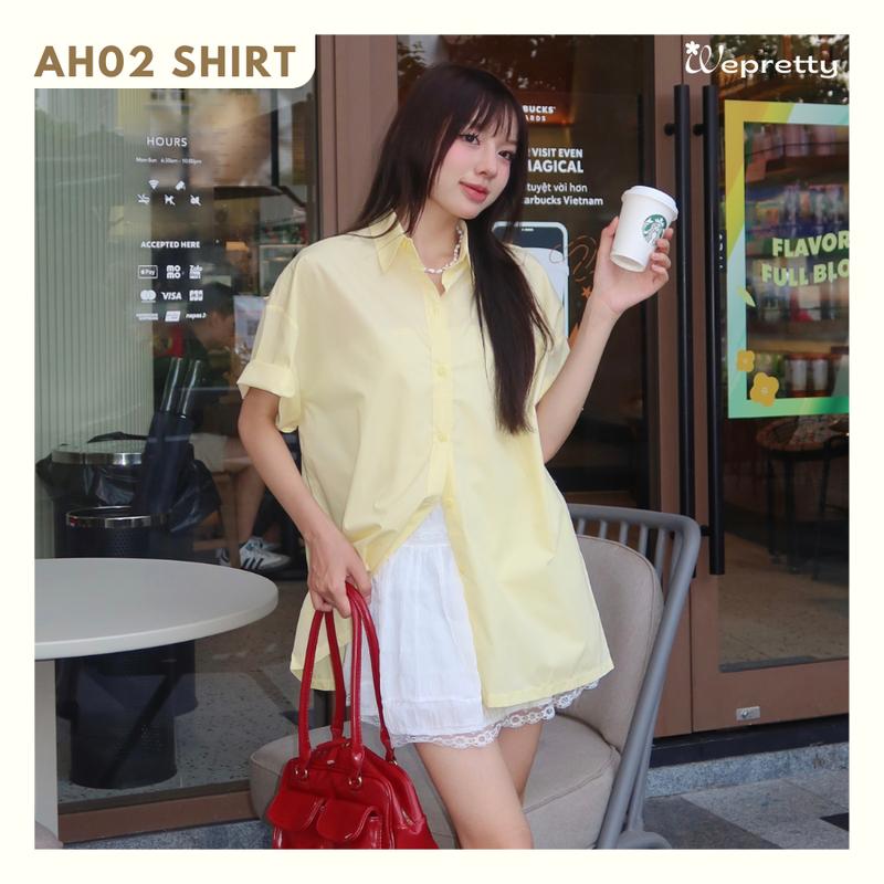 [Deal Xả] Áo Sơ Mi Nữ Ngắn Tay AH02 Wepretty Clothes Chất Thô Nến Bảng Màu Pastel