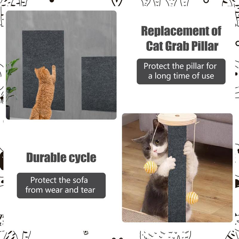Cat Scratch Pad, 2 Counts Self-Adhesive Replacement Cat Scratch Pad, Versatile Pet Furniture & Couch Protector 4