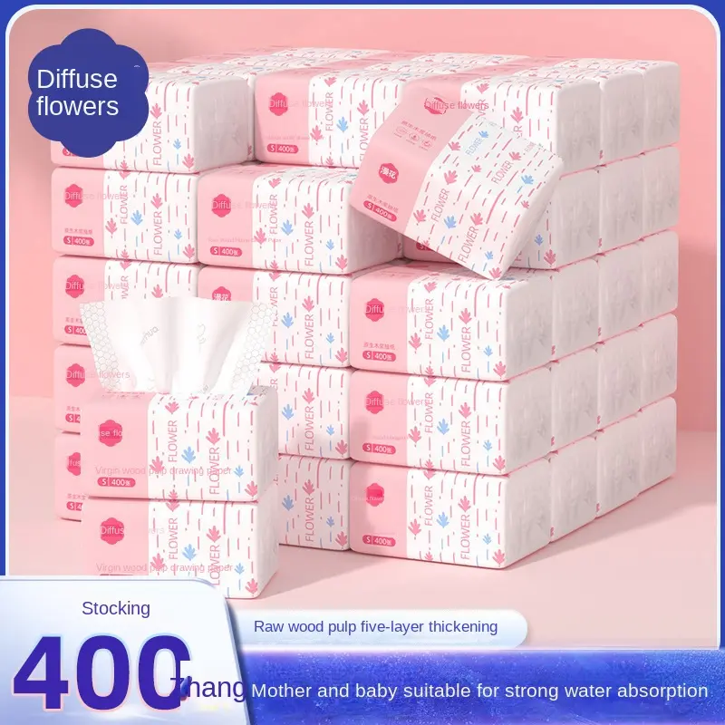 Xiaohongshu Manhua 400 Sheets Bulk Box Tissue Paper Napkins Household Economical Pack Facial Tissue Toilet Paper