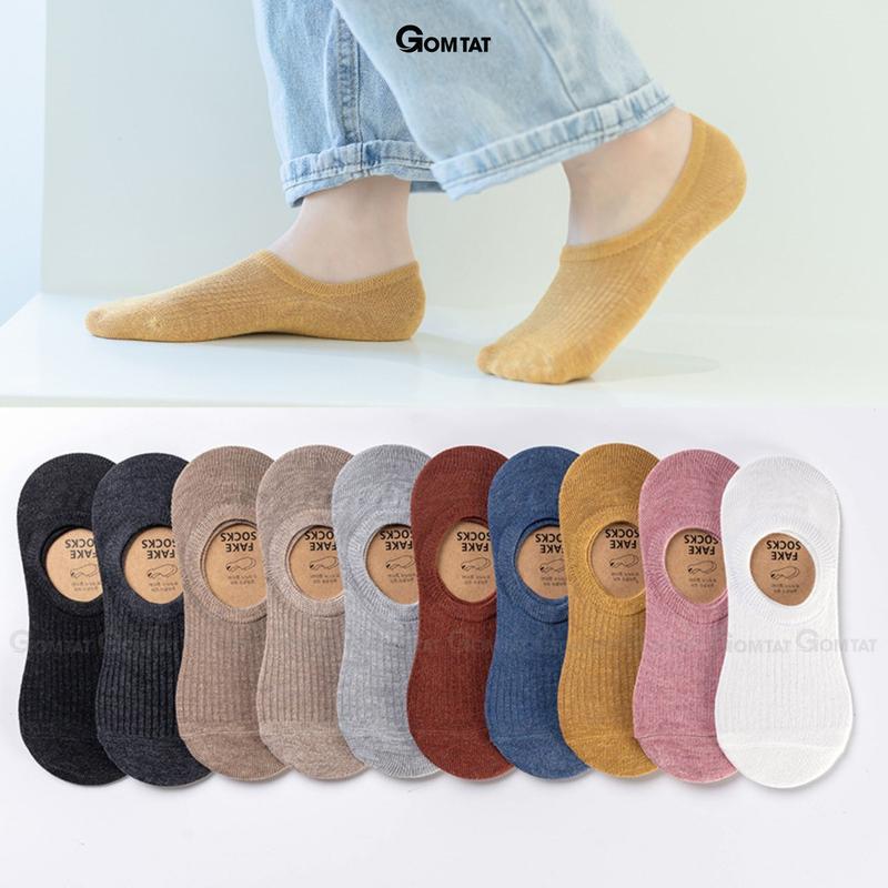Combo 6 đôi tất lười nữ đi giày búp bê GOMTAT nhiều màu vớ lười nữ chất liệu sợi cotton cao cấp có thun cổ chống tuột gót Women - HAI-FIVE-2006-CB6
