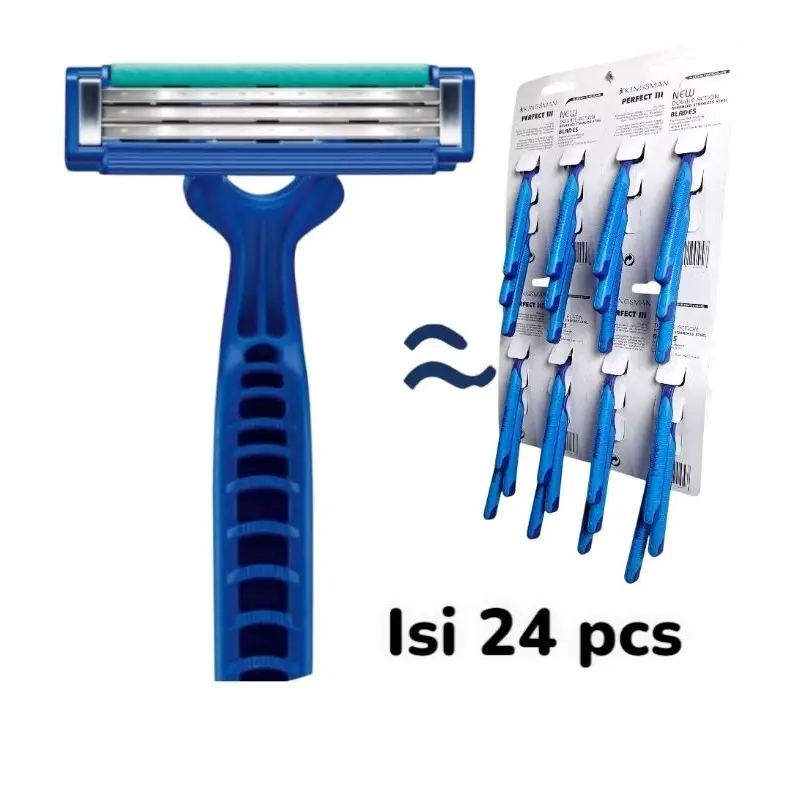 Isi 24 Pcs Pisau Cukur Tajam anti Karat/Pencukur Bulu Kumis Jenggot ketiak/merah Razor/PERFECT-3