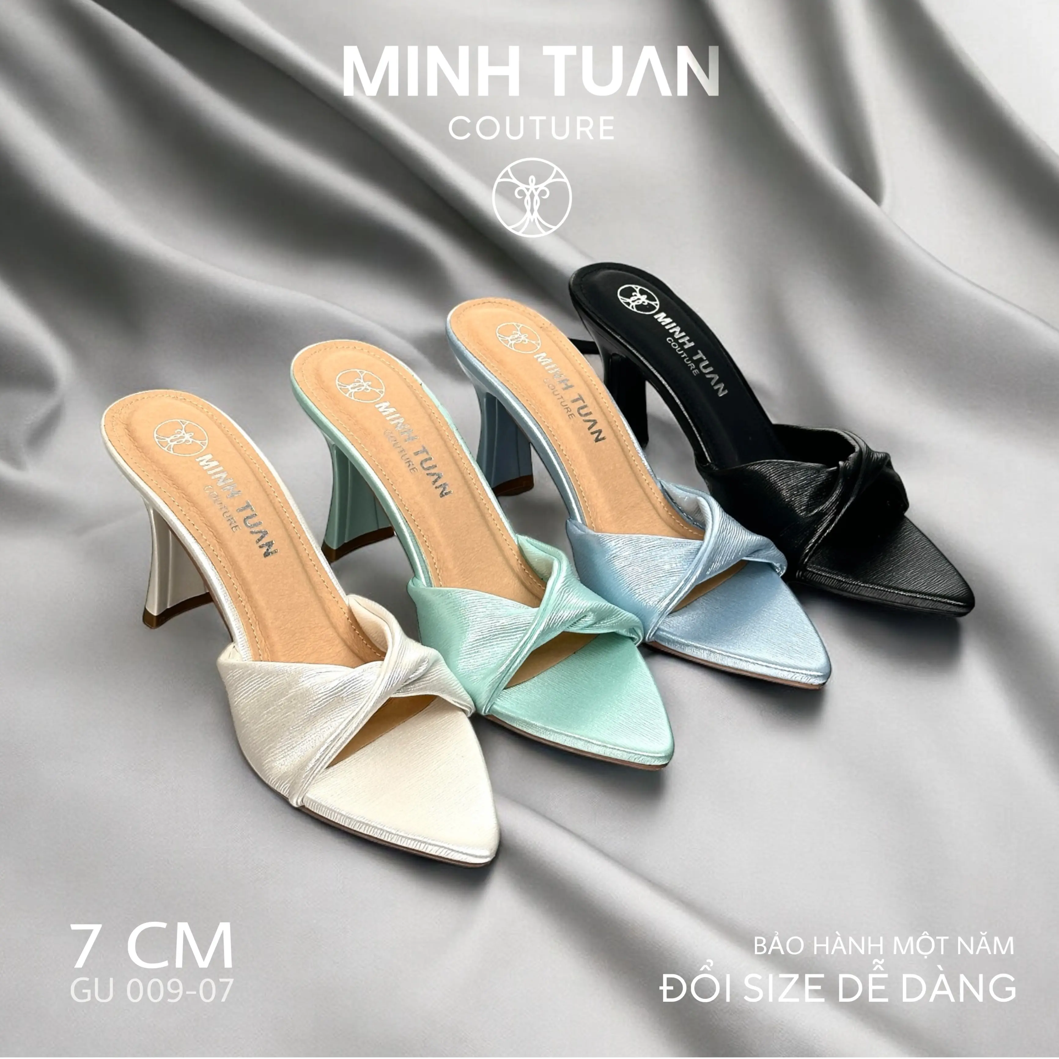 Dép cao gót 7cm MTC GU 009 - 07 nữ đi biển shoes
