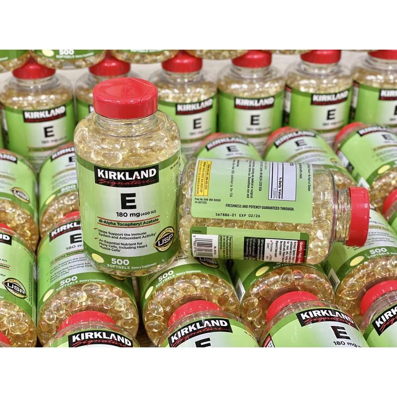 [Chính Hãng] Viên Uống Kirkland Vitamin E Mỹ 180mg 400 IU  500 viên hỗ trợ làm đẹp da và chống lão hoá da - Hàng Mỹ