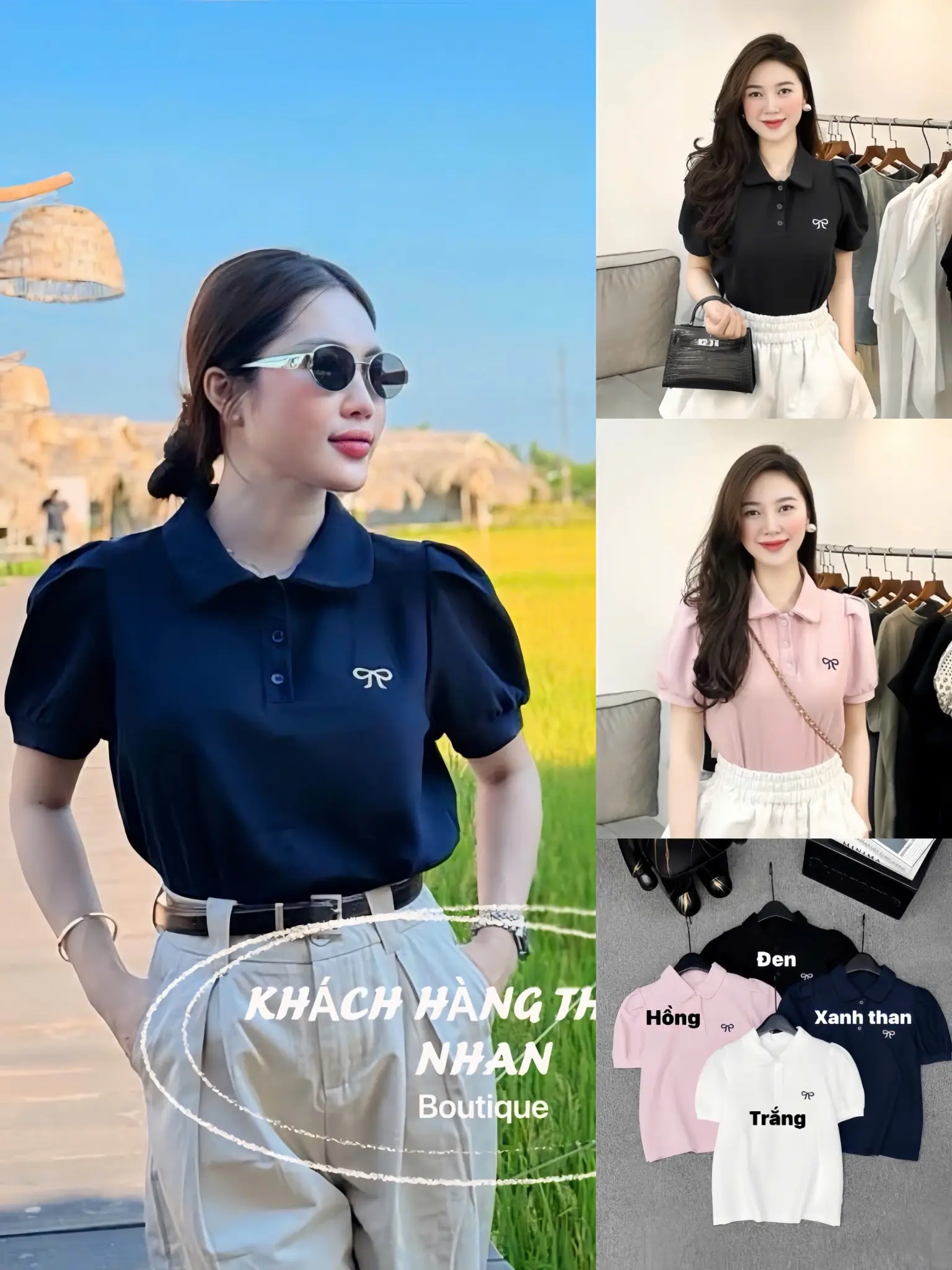 Áo Polo Nơ Nữ Chất Poly Cotton Siêu HotT - 4 màu