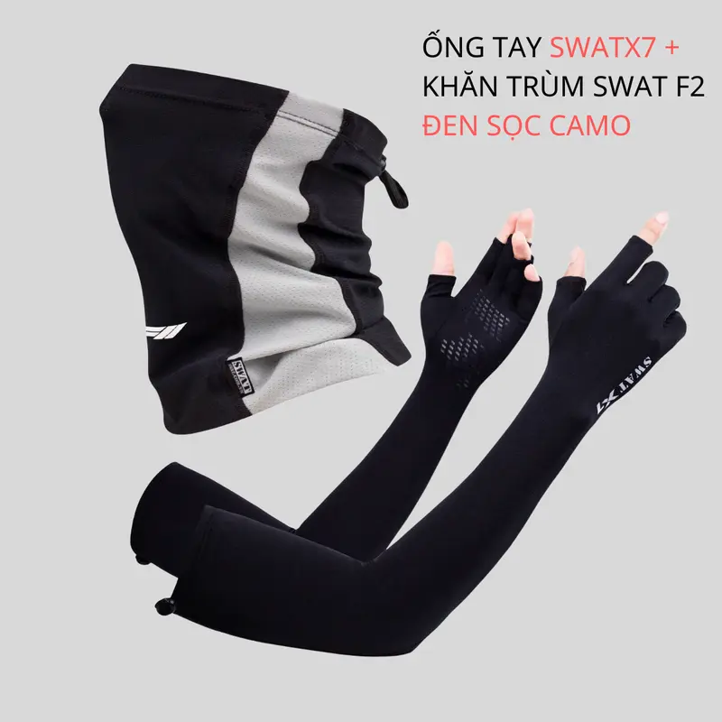 Combo Khăn SWAT F2, Ống Tay Swat Thể Thao Chống Nắng, Co Giãn, Thoáng Mát Và Thoải Mái - khan trumdau Sports Gloves Thun mask gym trumninja Tập Thể Dục phukien thethao unisex thoáng khí 0