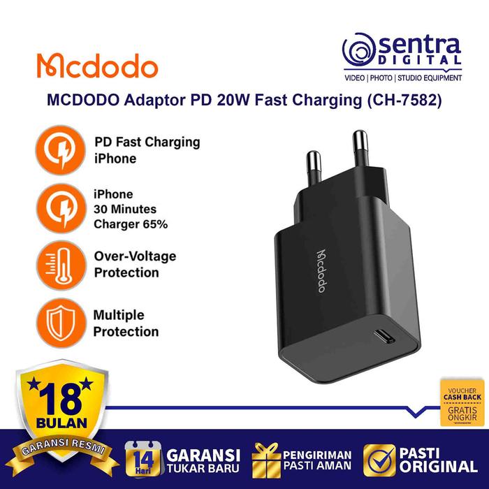 Gambar MCDODO Adaptor PD 20W Fast Charging Type C Black ( CH-7582 ) dari Sentra Digital Kota Surabaya Tokopedia