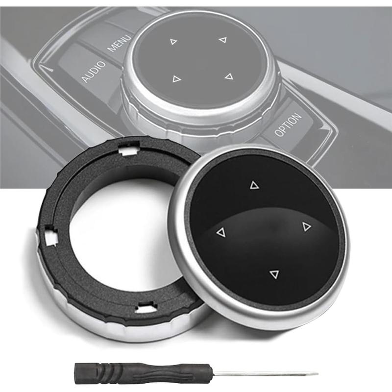 Car Multimedia Knob Cover, Medium to Large Multimedia Control Button Cover for BMW 1 3 4 5 7 Series X1 X3 X4 X5 X6 F10 F20 F30, ABS Plastic BMW 1 Series Idrive Multimedia Button Cover 0