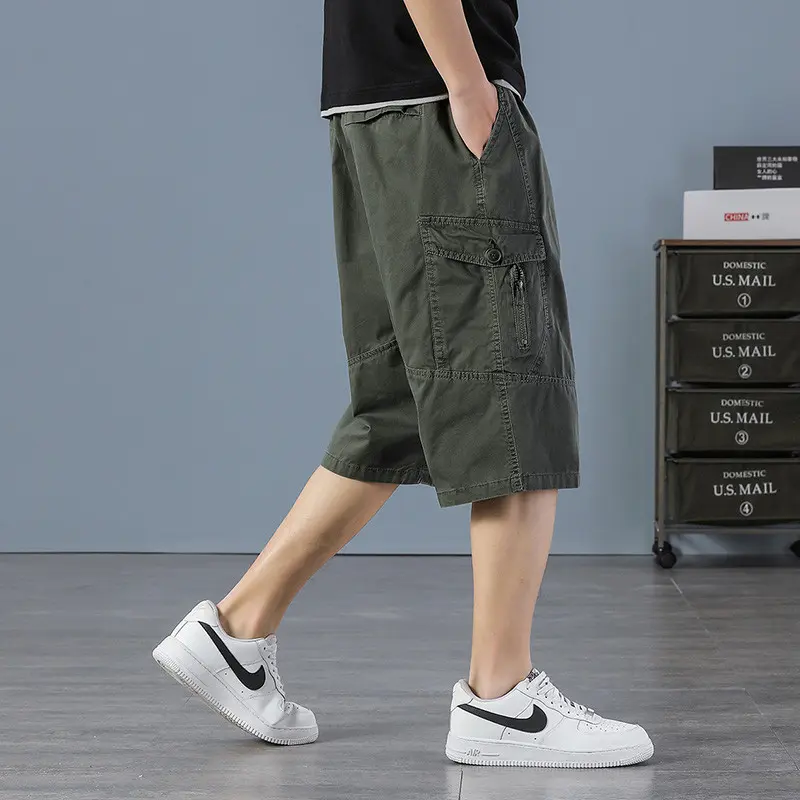 Plus Size L-6XLCotton Men Cargo Shorts Loose Casual Fat Jogging Pants