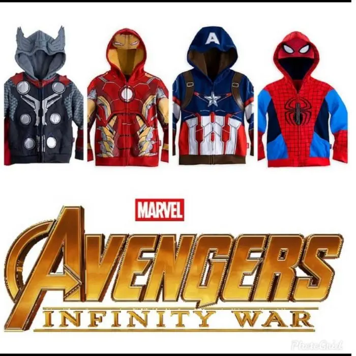 Jaket anak karakter avengers spiderman ironman captain america thor top