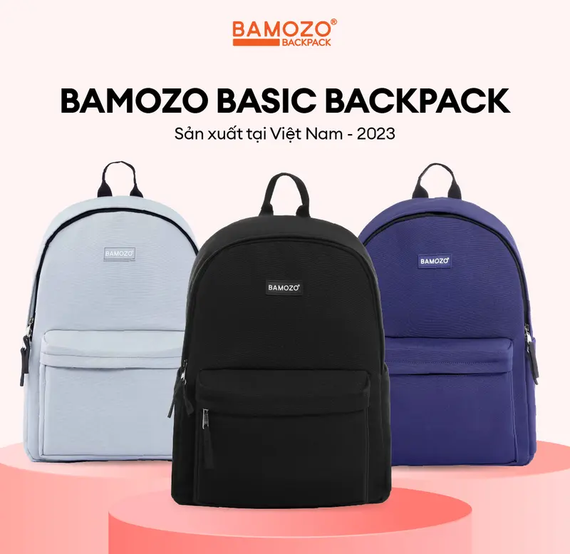 Balo Đi Học Nam Nữ  Bamozo Basic Backpack - Balo Đựng Laptop 15.6 Inch - Trượt Nước Chống Sốc Tốt - Balo Canvas Nhiều Màu chỉ giặt tay khỏe mạnh 0