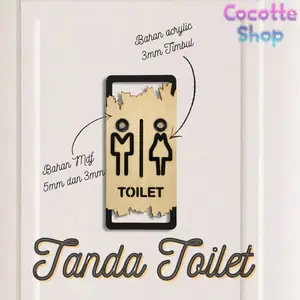 Tanda Toilet Sign MDf dan Acrylic Timbul Kayu