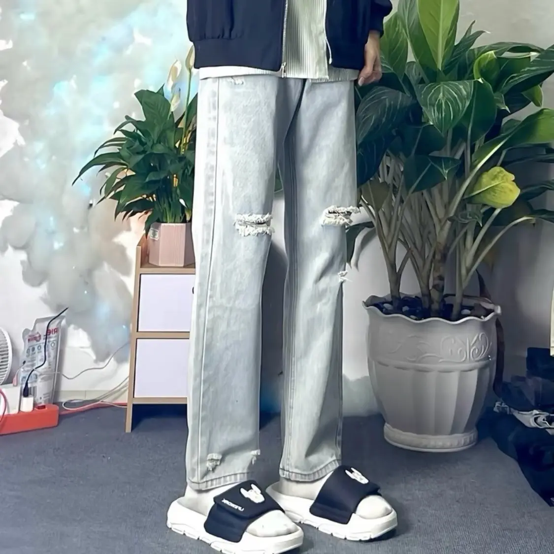 Quần jean ống suông, ống rộng, quần form suông ống đứng, cách điệu thời trang unisex thời trang cá tính Hàn Quốc. Menswear Pants Ong  Có Túi
