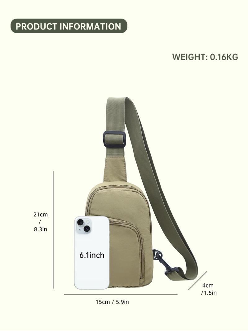 Product Introduction of Fashionable Lightweight Minimalist Compact Zipper Sling Bag, Casual Versatile Phone Bag for Women & Men, Trendy All-match Crossbody Chest Bag for Daily Used 1