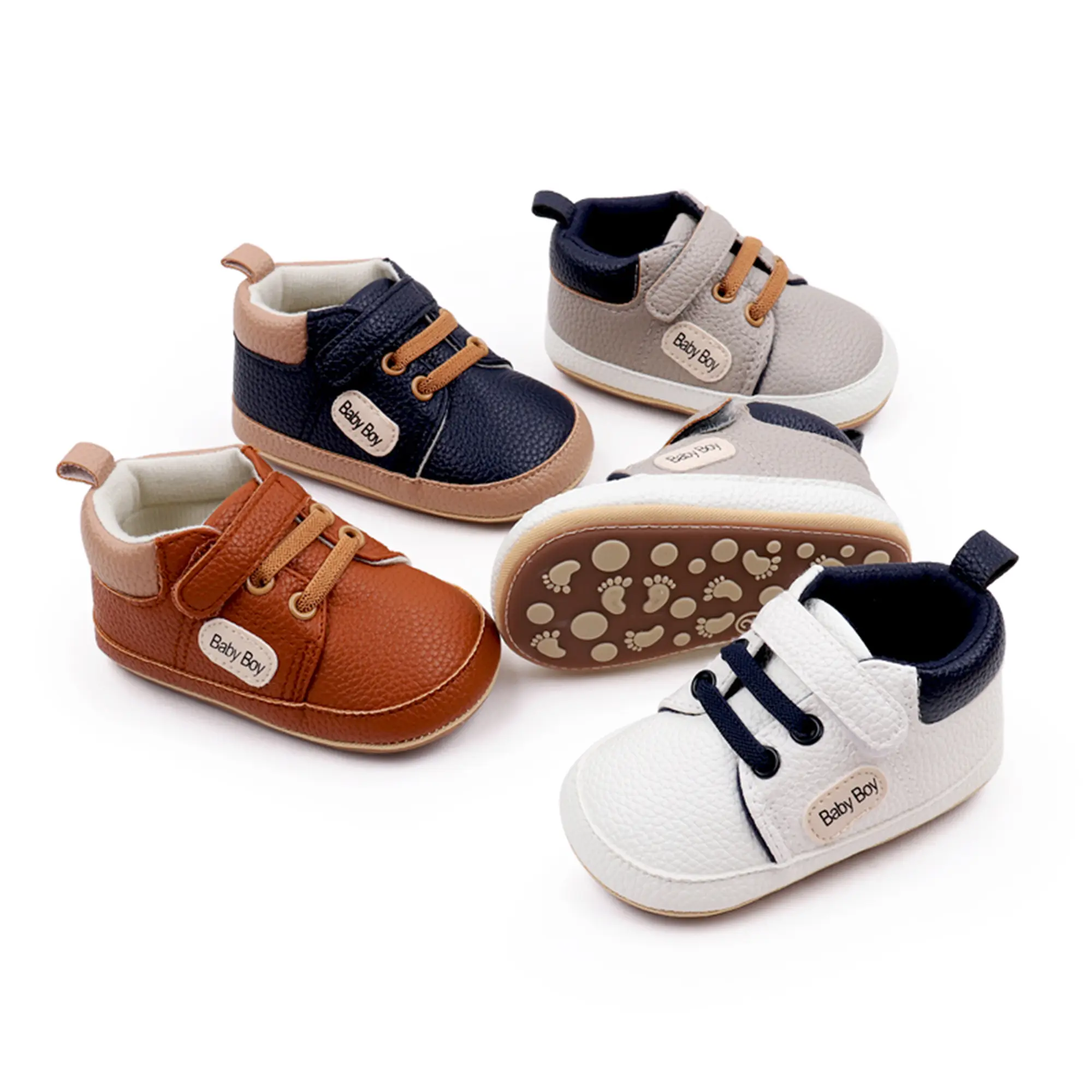 Toddler Boy PU Sneakers Casual Letter Print Cute Baby Flats Breathable Infant Walking Shoes for Newborn