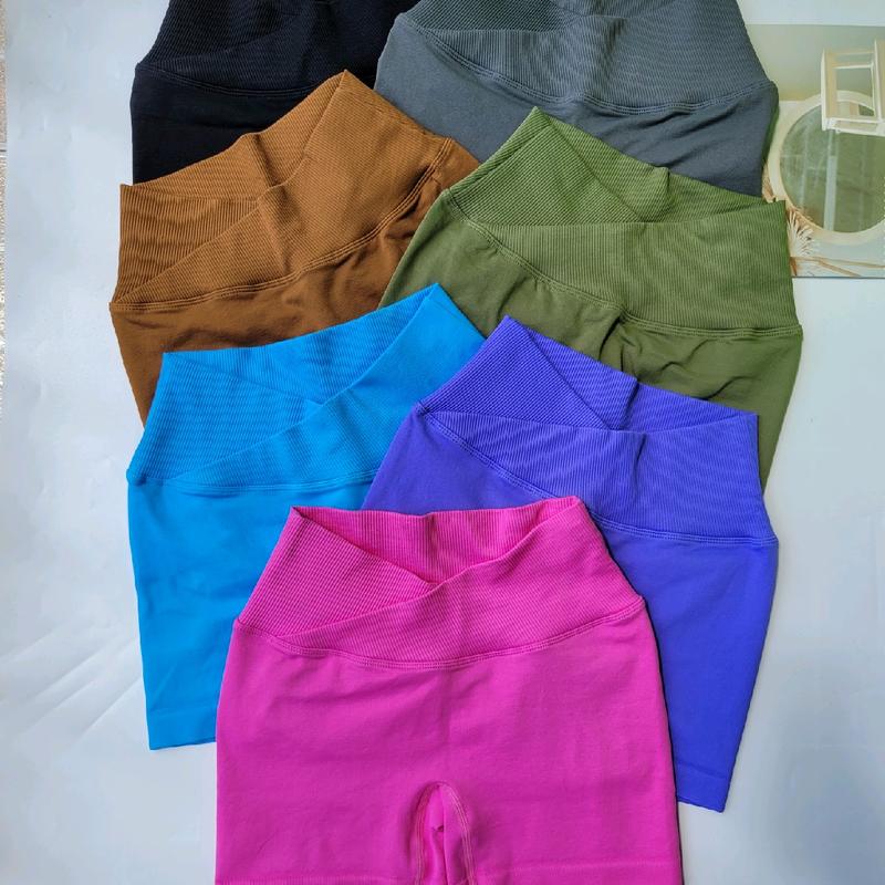 Quần đùi Q001 chéo cạp dệt kim dày dặn tập gym yoga nữ Sport Đồng Tập Yoga Quần Ngố