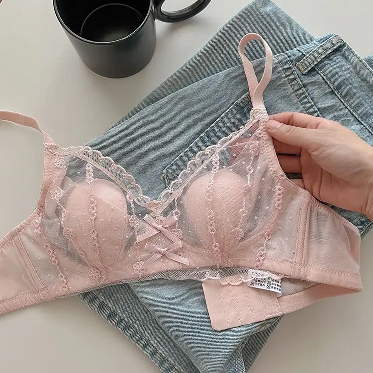 Đồ Lót Siêu Mỏng Phong Cách Pháp, Cúp Pha Lê Tai Thỏ Ren Gợi Cảm, Không Dây, Bó Sát, Bộ Áo Ngực Nâng Ngực, Hàng Mới Về Năm 2025 0