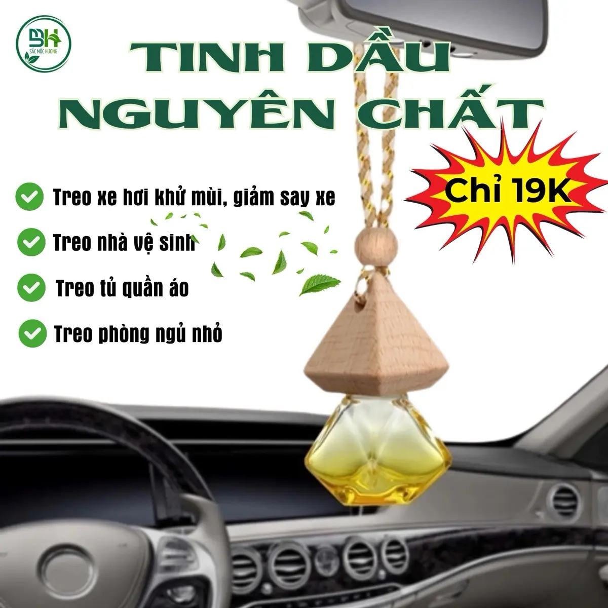 Tinh Dầu Nguyên Chất Treo Xe Hơi, Treo Phòng, Tủ Quần Áo - Thư Giãn Khử Mùi Chai Thuỷ Tinh 8ml  Dầu Thơm Phòng Treo Tường dau