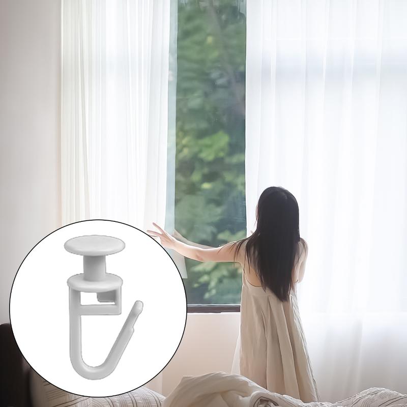 Product Introduction of Curtain Track Hook Curtain Rails Ceiling Gliders Set 100Pcs Lockable Folding Hanging Hook and 6Pcs Drape Rails Stoppers 47