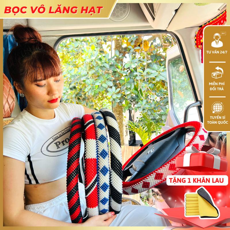 Bọc Vô lăng ô tô hạt cườm Xe Con, Xe Tải đường kính 36cm,49cm Nội Thất