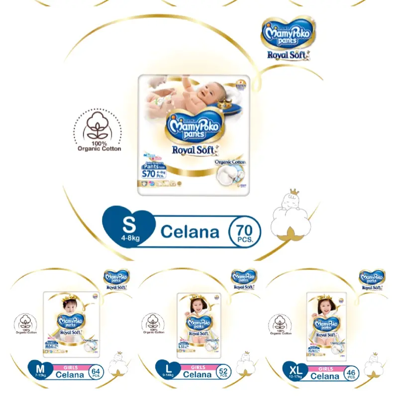 Paket 2ball Popok celana Royal Soft S70/M64/L52/XL46 boys girl Bayi Baru lahir 1