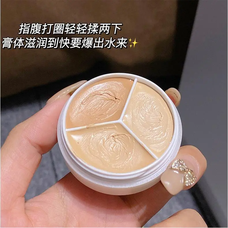 BMEISION Tri-Colour Concealer, Conceal Blemishes, Acne Scars, Dark Circles, Tear Troughs, Contour Foundation compact powder makeup beauty products