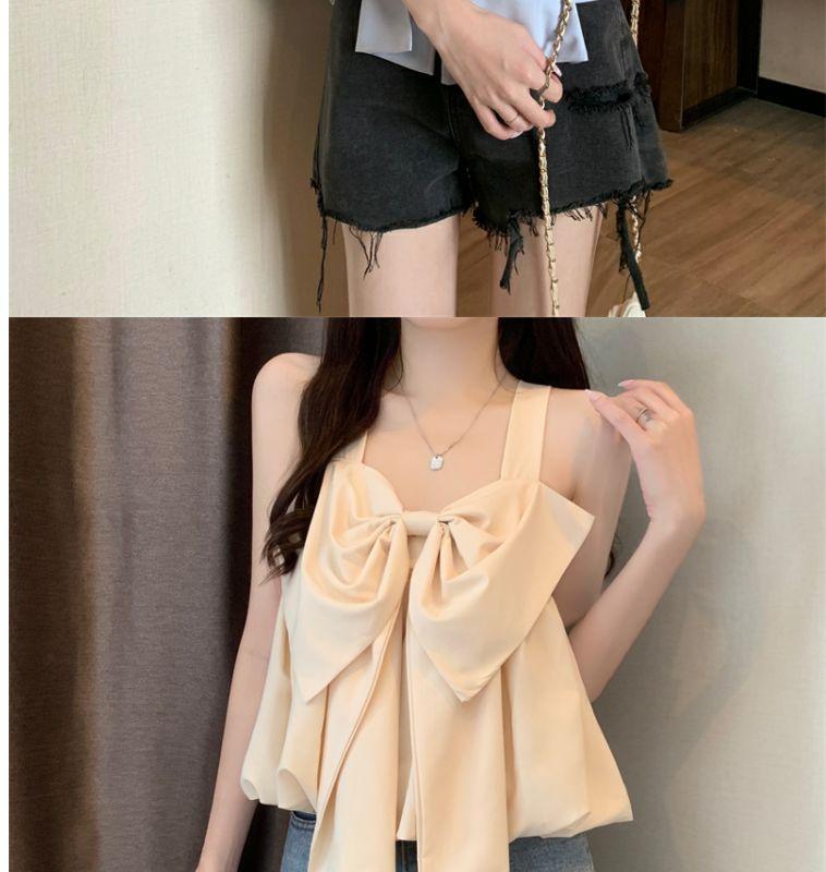 Product Introduction of Tiktok Hot Sale French Sweet Bowknot Loose Small Sling Vest Women's Inner Wear Summer Niche Design Outer Wear Short Top 12