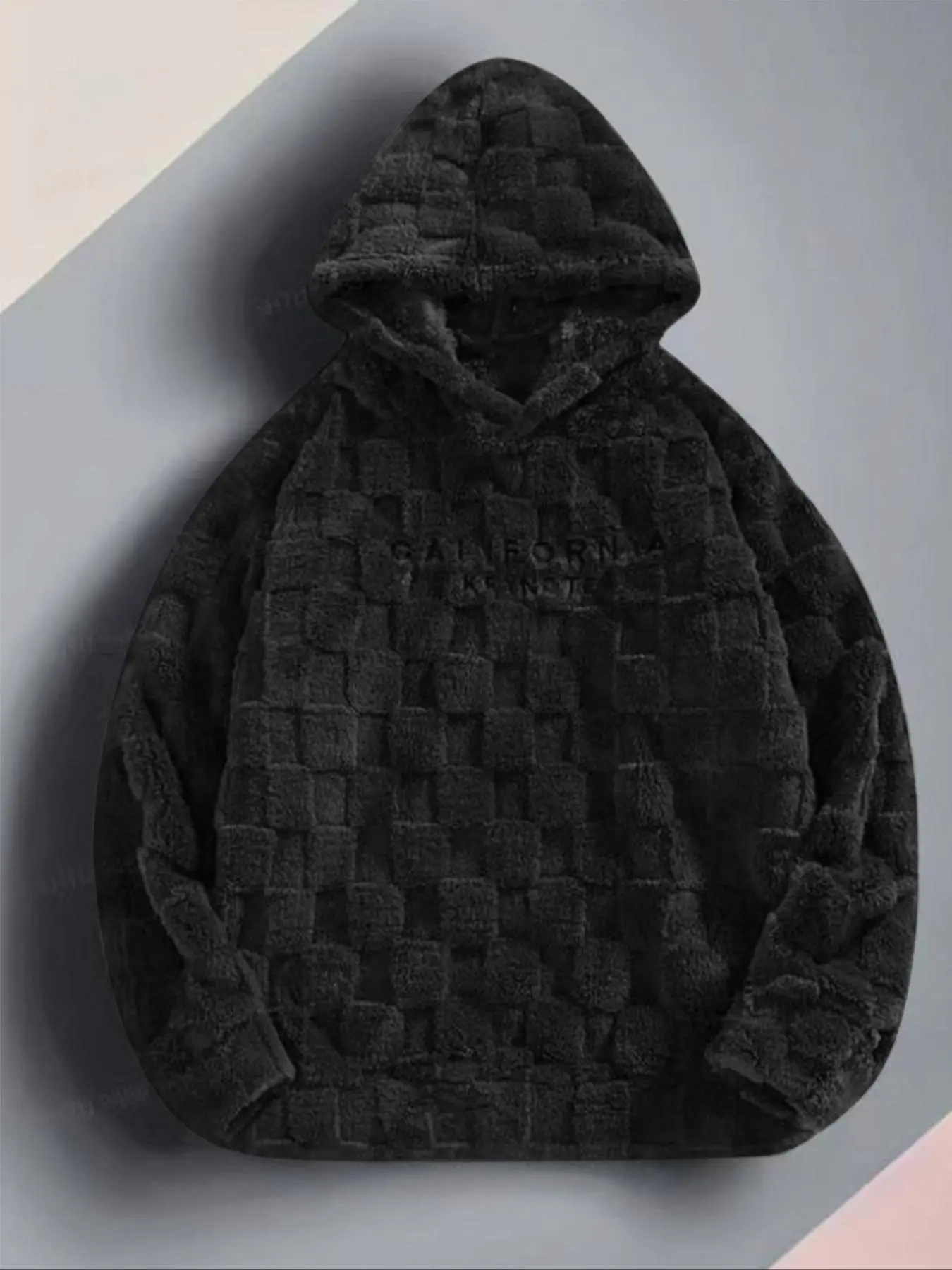 Men's Letter Embroidery Fuzzy Hoodie, Regular Fit Casual Comfy Long Sleeve Hooded Sweatshirt for Fall & Winter, Men's Clothes for Daily Wear,  Workwear for Men