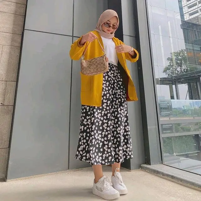 Rok Korean Style Rok Midi Terbaru Bunga 3