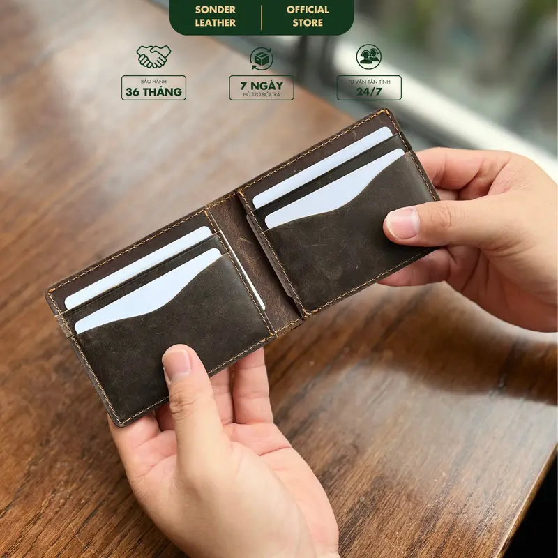 Ví da bò thật mini nhỏ gọn Ryan 6