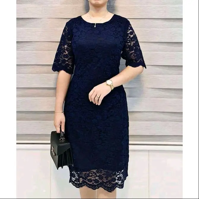 gaun kasual REAL PICT!!! Dress Brukat Modern / Baju Dress Cewek / Dress Natal / Baju Wanita / Dress Murah Terbaru วินเทจ zig zag