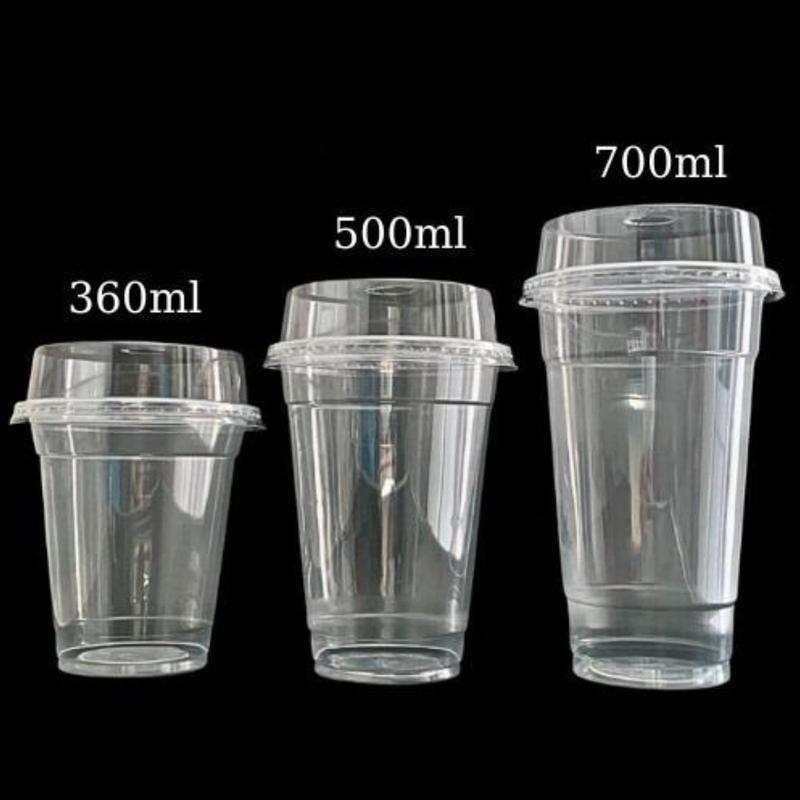 Lốc 50 Ly Nhựa PP Trơn Đáy Bằng Đựng Trà Sữa Sinh Tố Nước Ép Loại Dày Dung Tích 360ml 500ml 650ml 700ml ly  nhựa ly  nhựa  có  nắp 