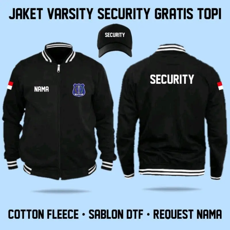 JAKET BASEBALL LOGO SECURITY TERBARU FREE TOPI & FREE NAME