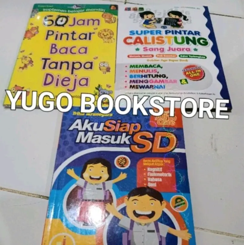 PAKET 3 BUKU 60 JAM PINTAR BACA TANPA DIEJA-AKU SIAP MASUK SD-SUPER PINTAR CALISTUNG SANG JUARA ORIGINAL FULL COLOUR