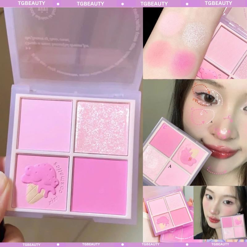 HOT Bảng Phấn Mắt Má Kèm Highlight Bắt Sáng 4 Ô XIXI Ice Cream Cool Hồng Barbie