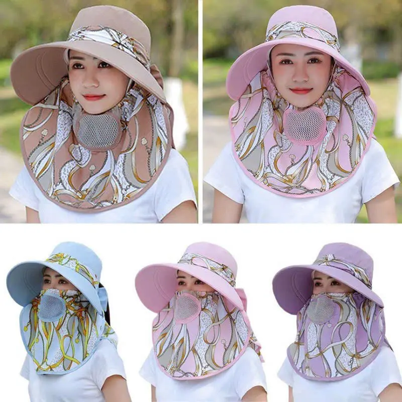 Mũ che nắng nữ mùa hè với mặt nạ chống nắng tích hợp 4