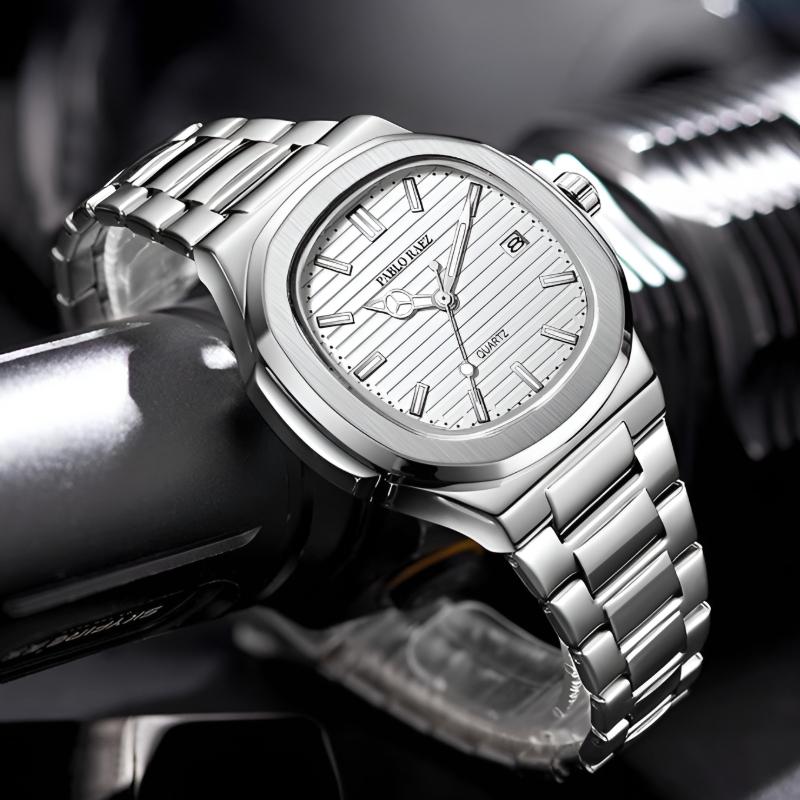 PABLO RAEZ New Men’s Square Watch • Business Style • Waterproof • Calendar • Steel Band • Model 2755