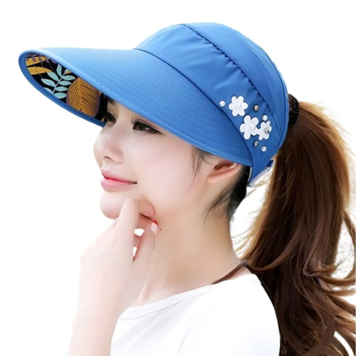 Yarra Topi Visor Pantai Outdoor Pelindung Anti Uv Summer Matahari Lipat Lebar Besar Wanita Pria Zc