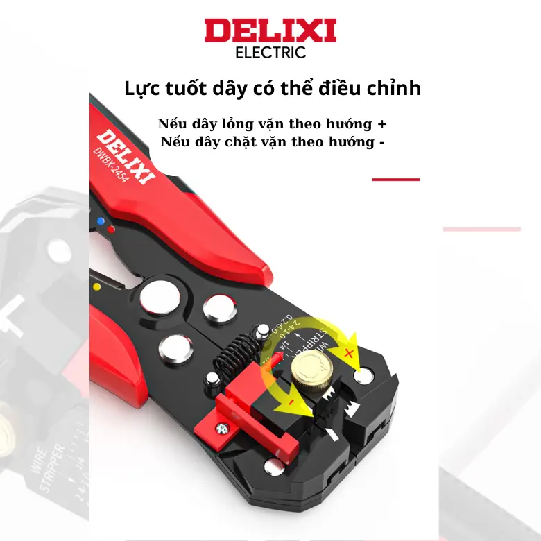 Kìm tuốt dây điện đa năng Delixi - tuốt dây, cắt dây, kẹp đầu cos 2